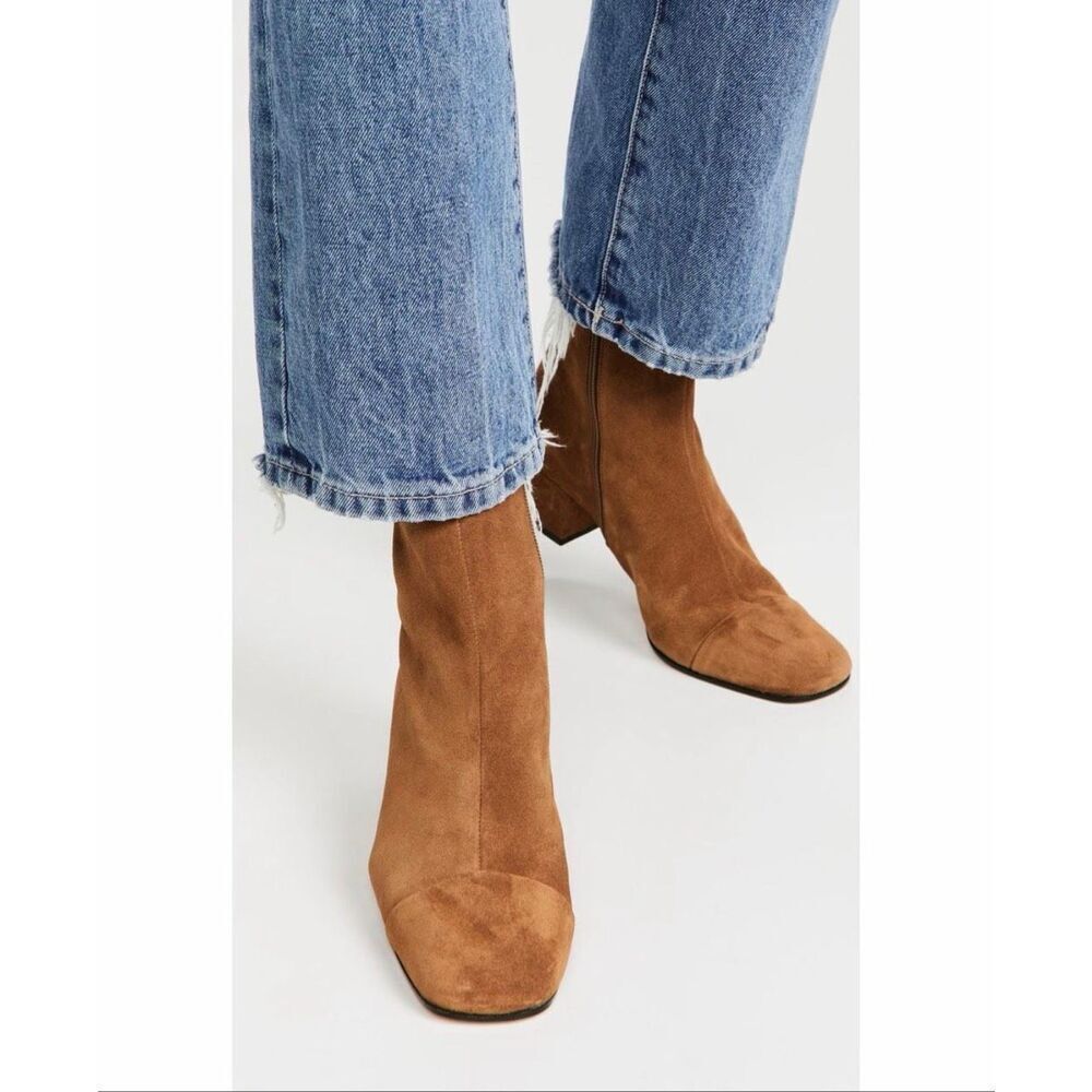 STAUD Aimee Short Suede Boots in Tan Size 41/US 11